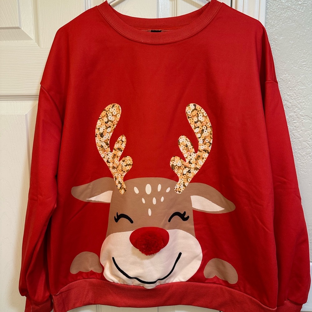 Red Reindeer Christmas Sweatshirt